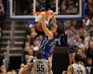 Florida Gulf Coast senior forward slams home a putback in the Eagles upset of No. 2 seed Georgetown. Photo by Webster Riddick