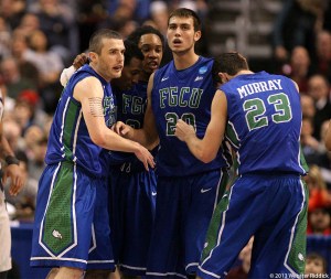 Florida Gulf Coast University men's basketball team, in its second year of NCAA Tournament eligibility pulls off the biggest upset of the tourney by beating No. 2 seed Georgetown. Photo by Webster Riddick.